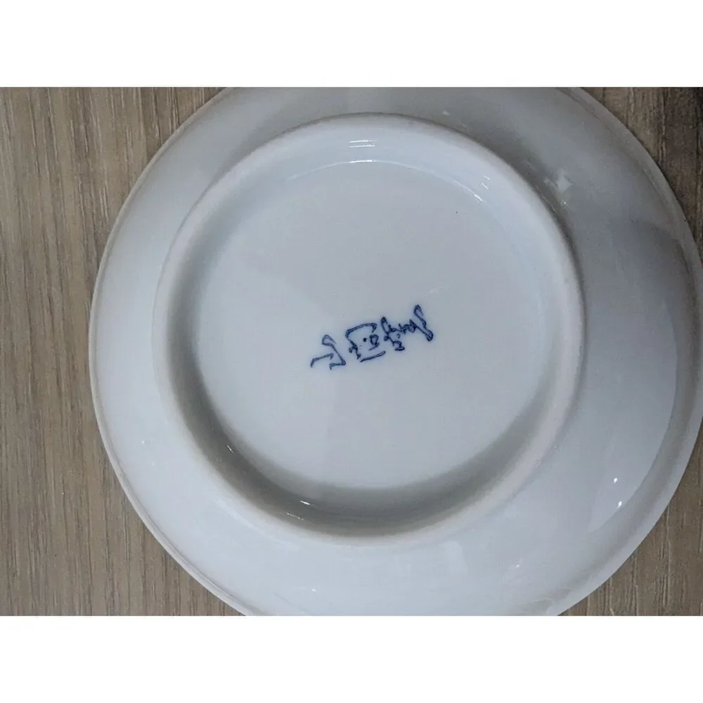 VTG Andrea by Sadek Blue White Floral Strawberry Porcelain Bowl Set of 4 Japan